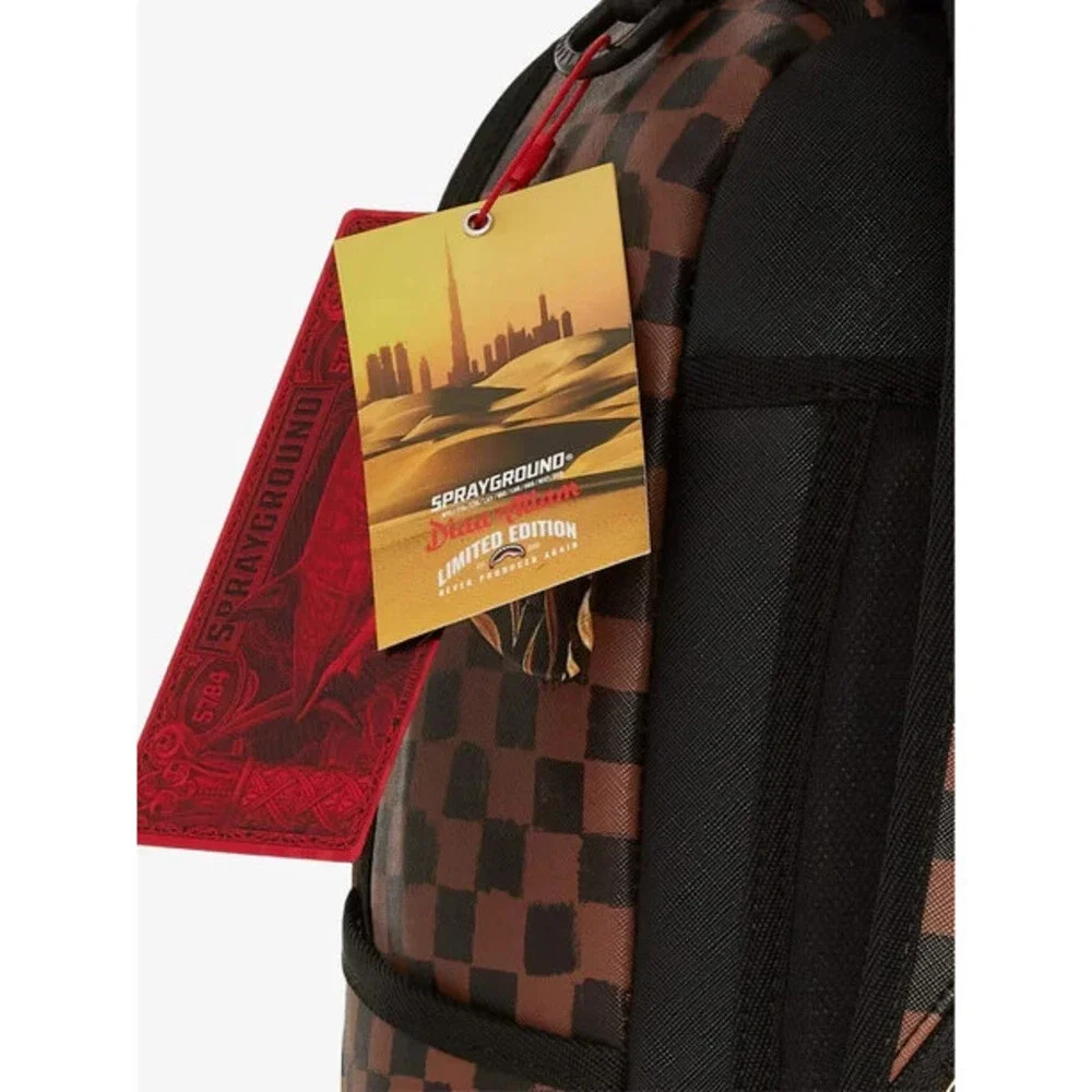 Sprayground Diaa Allam Sharks In Paris DLXSV Backpack Unisex Brown Check DSB73